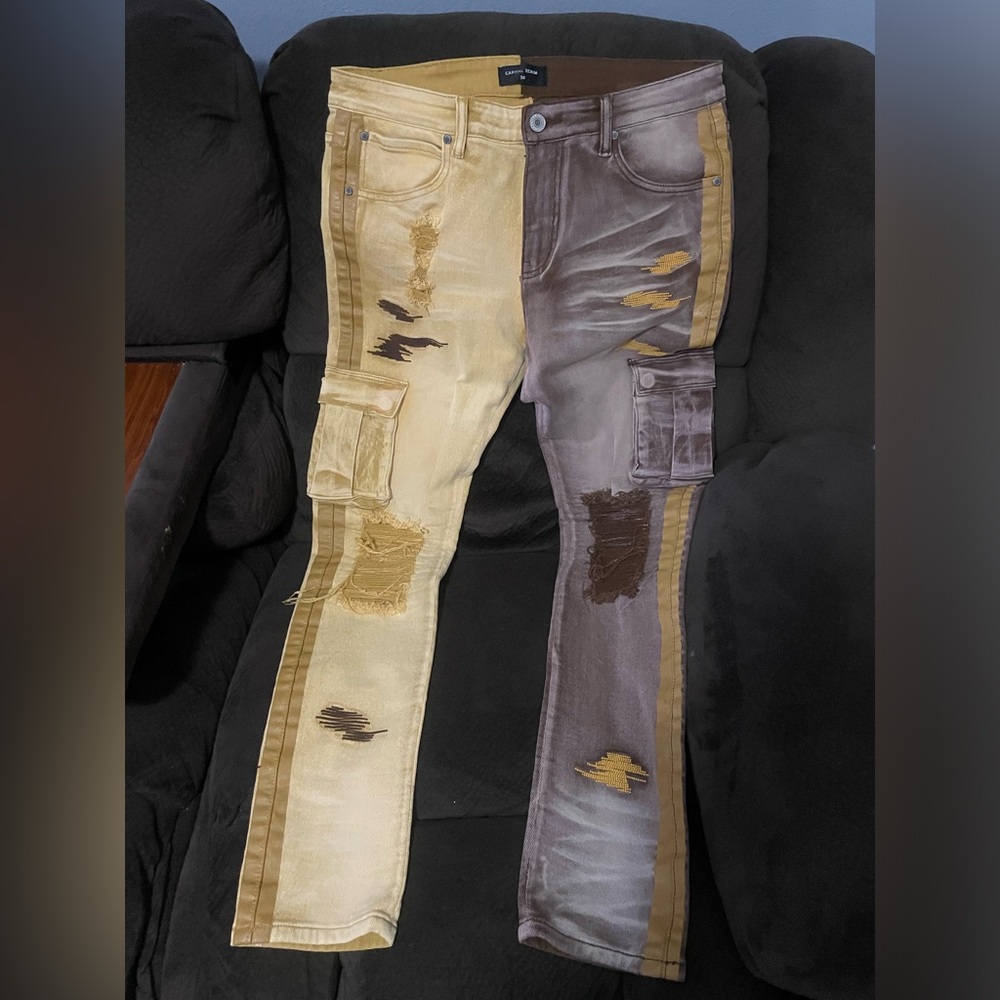 Capital Denim Jeans - Alchemy Cargo - Tan-Dark Brown Wash